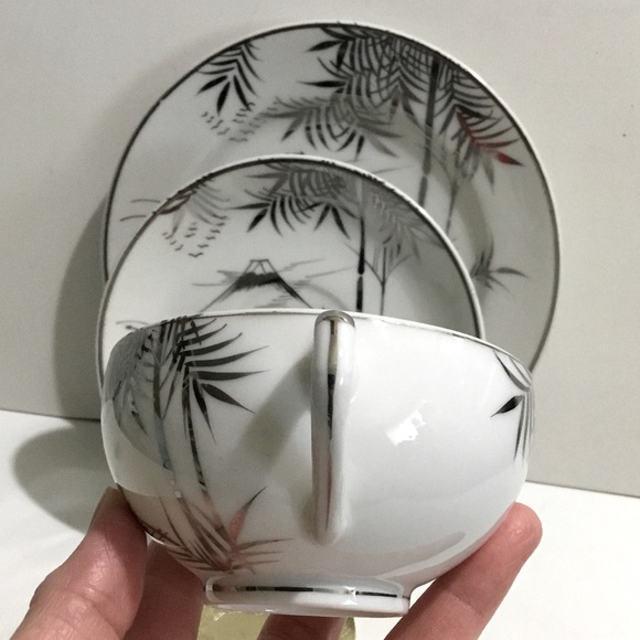 Vintage Kutani Porcelain Lithophane 3 piece set - Picture 6 of 17